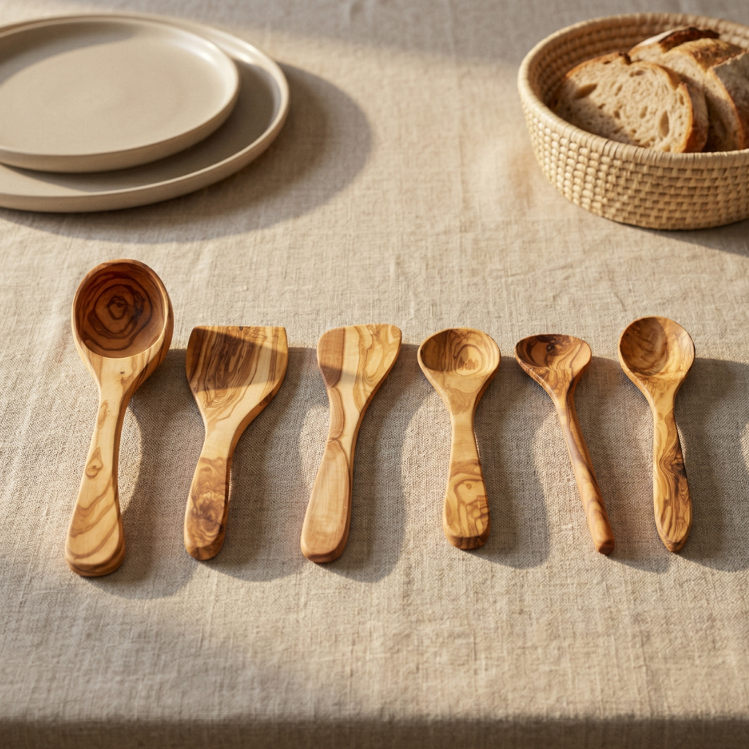 Artisanal Olive Wood Kitchen Utensil Set