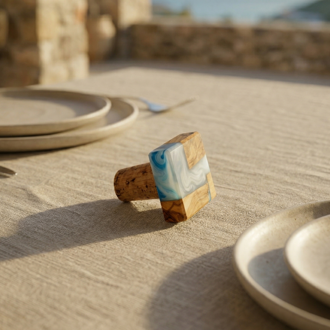 Azure Olive Wood Wine Cork